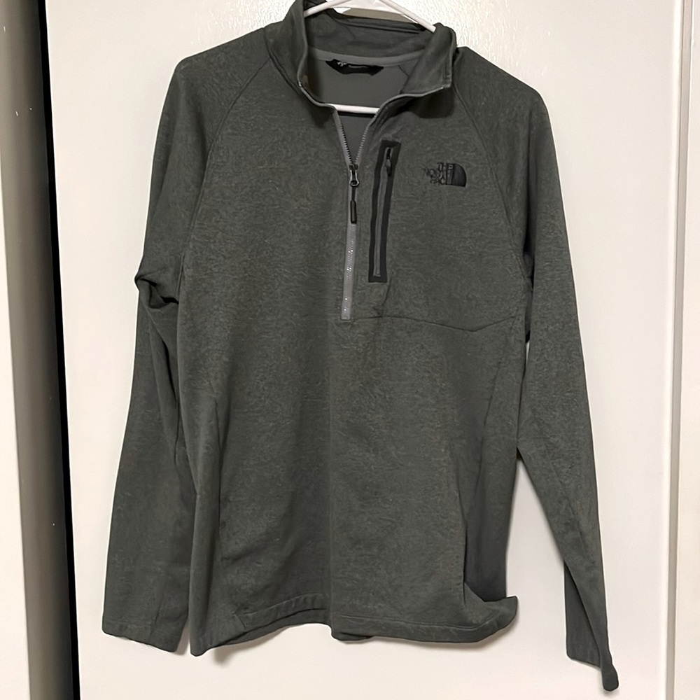 The North Face Pullover Mens Size‎ L Gray Half Zip Long Sleeve Fleece Sweater